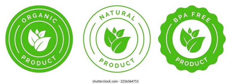 Natural Product Vector Icon Circle Sign. Healthy Food Emblem. Organic food Badge.