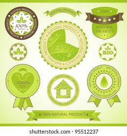 Natural product. Vector labels set.