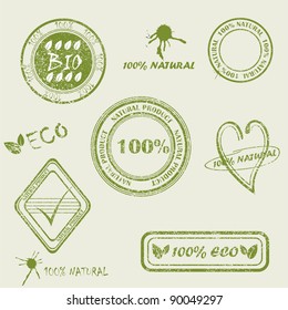 NATURAL PRODUCT written inside the stamp. Green grunge rubber stamp with the text.