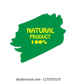 Natural products icon, package label vector graphic design. Natural origination and ingredients products label, sign, vector natural sign. Acrylic grunge tag natural product label.