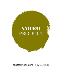 Natural products icon, package label vector graphic design. Natural origination and ingredients products label, sign, vector natural sign. Acrylic grunge tag natural product label.
