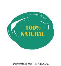 Natural products icon, package label vector graphic design. Natural origination and ingredients products label, sign, vector natural sign. Acrylic grunge tag natural product label.