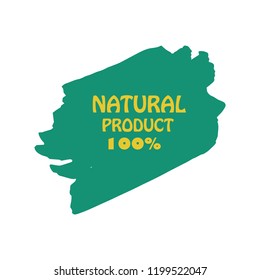 Natural products icon, package label vector graphic design. Natural origination and ingredients products label, sign, vector natural sign. Acrylic grunge tag natural product label.
