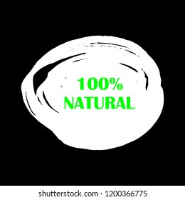 Natural products icon, package label vector graphic design. Natural origination and ingredients products label, sign, vector natural sign. Acrylic grunge tag natural product label.
