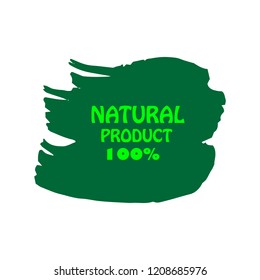 Natural products icon, package label vector graphic design. Natural origination and ingredients products label, sign, vector natural sign. Acrylic grunge tag natural product label.