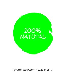 Natural products icon, package label vector graphic design. Natural origination and ingredients products label, sign, vector natural sign. Acrylic grunge tag natural product label.