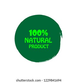 Natural products icon, package label vector graphic design. Natural origination and ingredients products label, sign, vector natural sign. Acrylic grunge tag natural product label.