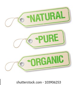 Natural, Pure, Organic labels collection.