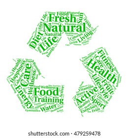 Natural recycling word cloud. Active lifestyle concept. Vector illustration.