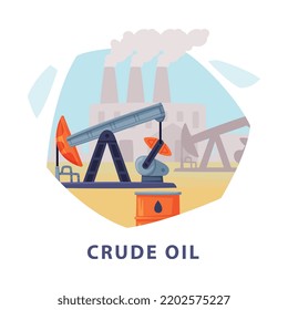 Natural Resource With Crude Oil Extraction Hexagonal Shape Picture Vector Illustration