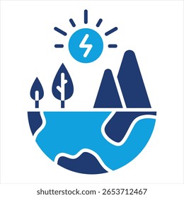Ilustración vectorial de icono azul plano de recursos naturales