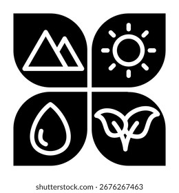 Ilustração do vetor de glifo do ícone de recurso natural
