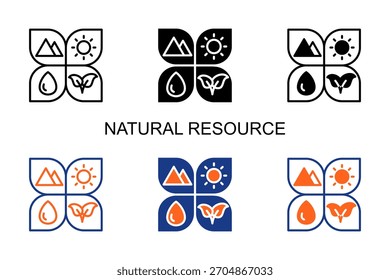 Natural Resource Icon Multi Style Vector Illustration