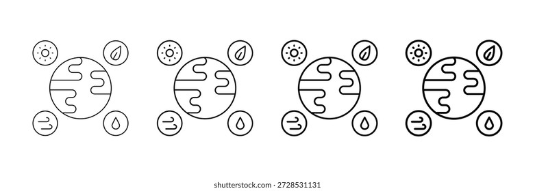 Vector De Iconos De Gestión De Recursos Naturales En Diferentes Estilos De Línea De Trazo