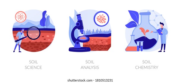 Natural Resource Study Abstract Concept Vector Illustration Set. Soil Science, Analysis And Chemistry, Land Management, Soil Test, Laboratory Service, Pollution Level, Agriculture Abstract Metaphor.