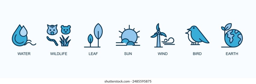 Natural Resources Banner Web Icon Vector Illustration Concept With Water, Wildlife, Leaf, Sun, Wind, Bird, Earth