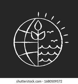 Natural resources chalk white icon on black background. Ecology, saving planet, environment conservation. Eco friendly industry, ecosystem care. Isolated vector chalkboard illustration