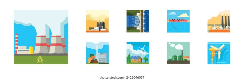 Natural Resources and Environment Power Generation Vector Set