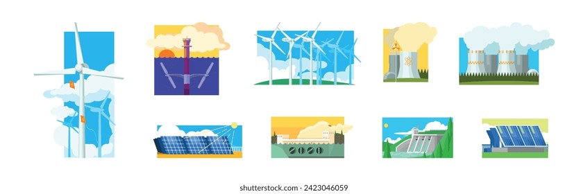 Natural Resources and Environment Power Generation Vector Set