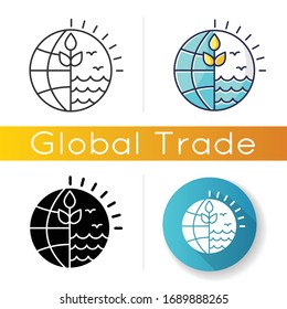 Natural resources icon. Ecology, saving planet, environment conservation. Eco friendly industry, earth ecosystem care. Linear black and RGB color styles. Isolated vector illustrations