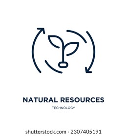 natural resources icon from technology collection. Thin linear natural resources, eco, energy outline icon isolated on white background. Line vector natural resources sign, symbol for web and mobile