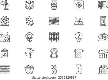 Natural resources icons collection is a vector illustration with editable stroke.