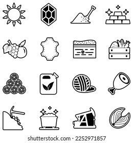 Natural Resources Icons. Line With Fill Design. Vector Illustration.