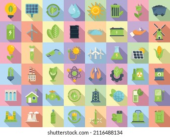 Natural resources icons set flat vector. Nature energy. Clean save