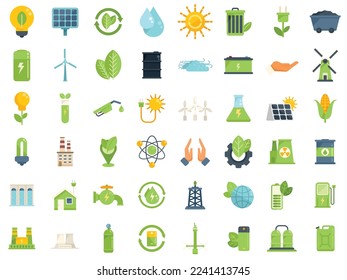 Natural resources icons set flat vector. Nature energy. Clean save isolated