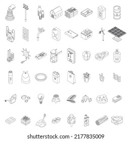 Natural resources icons set. Isometric set of natural resources vector icons thin line outline on white isolated