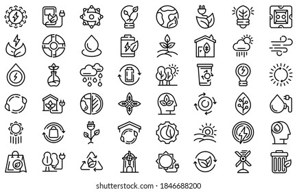 Natural resources icons set. Outline set of natural resources vector icons for web design isolated on white background