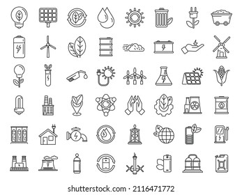 Natural resources icons set outline vector. Nature energy. Clean save