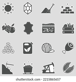 Natural Resources Icons. Sticker Design. Vector Illustration.