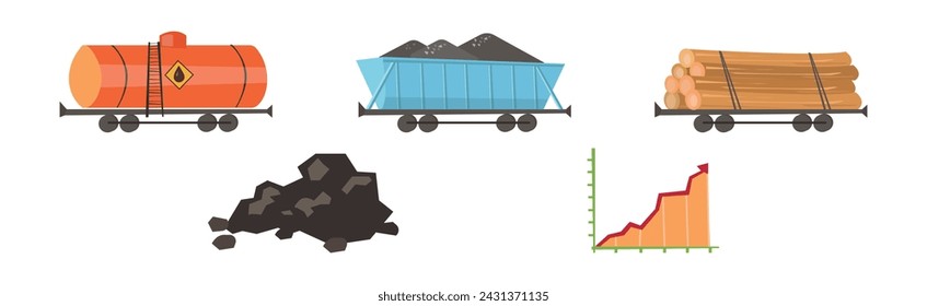 Natural Resources Industrial Extraction Item and Element Vector Set