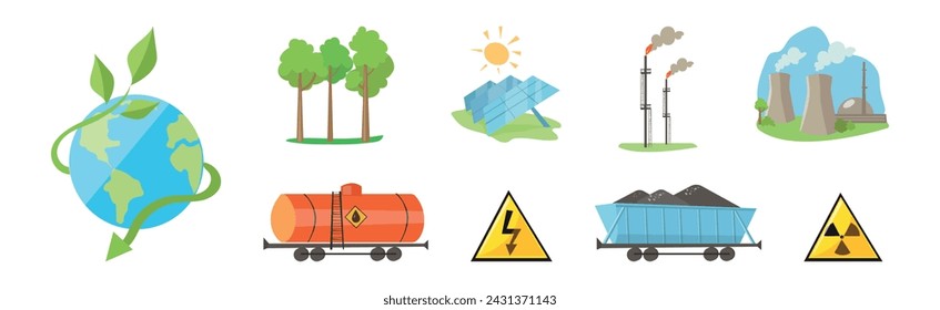 Natural Resources Industrial Extraction Item and Element Vector Set