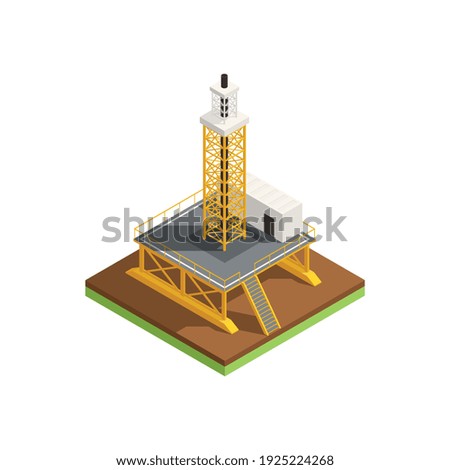 Natural resources isometric composition with image of oil platform vector illustration