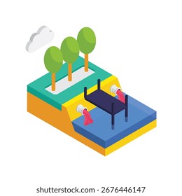 Ilustración vectorial isométrica de recursos naturales.