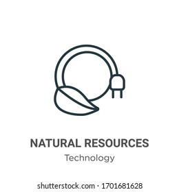 Natural resources outline vector icon. Thin line black natural resources icon, flat vector simple element illustration from editable technology concept isolated stroke on white background