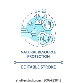 Natural resources protection turquoise concept icon. Wildlife abstract idea thin line illustration. Isolated outline drawing. Editable stroke. Roboto-Medium, Myriad Pro-Bold fonts used