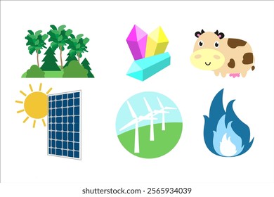 Natural resources. Vector simple color flat illustration.