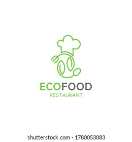 Natural restaurant monoline logo design vector. simple eco food chef logo