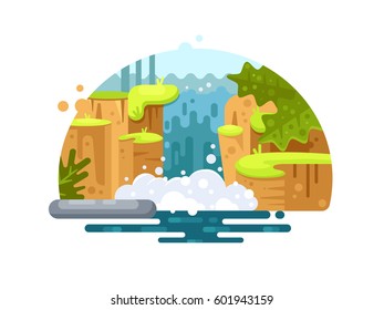Natural river waterfall