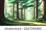 Natural Road Path Surrounded by Trees in The Forest Scenery Detailed Hand Drawn Painting Illustration