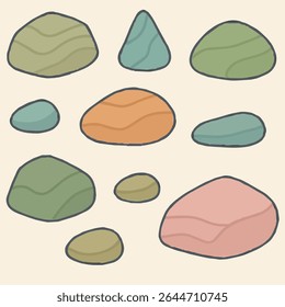 Natural Rock Set with Earthy Green and Brown Textures
