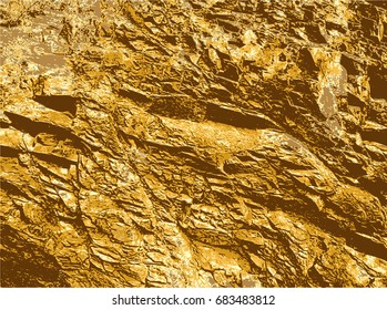 Natural rock texture with cracks. Brown and orange background of cracked rock structure
