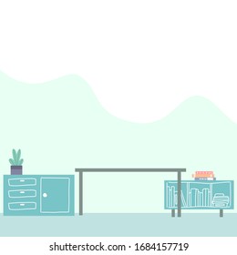 Natural room design of vector. Living and working room.