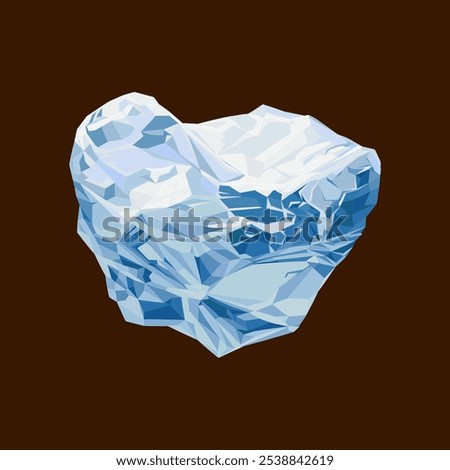 Natural Rough Light Blue Diamond. Vector illustration of uncut blue diamond with unique hue. Surface of the gemstone is uneven, with rough edges remaining from mining.