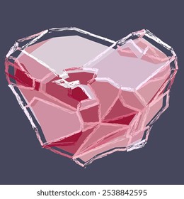 Natural Rough Pink Diamond. Ilustración vectorial de diamante rosa sin cortar con un tono único. La superficie de la piedra preciosa es desigual, con bordes ásperos restantes de la minería.