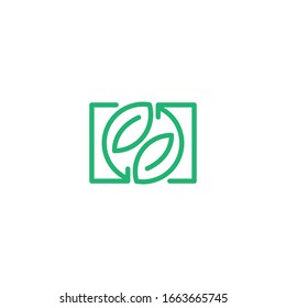 Diseño del logotipo con temática de hoja circular natural, vectorial