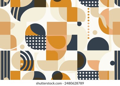  Natural rounded geometric shapes seamless pattern. Safari color cartoon isolated textile print pattern. Vector illustration on background